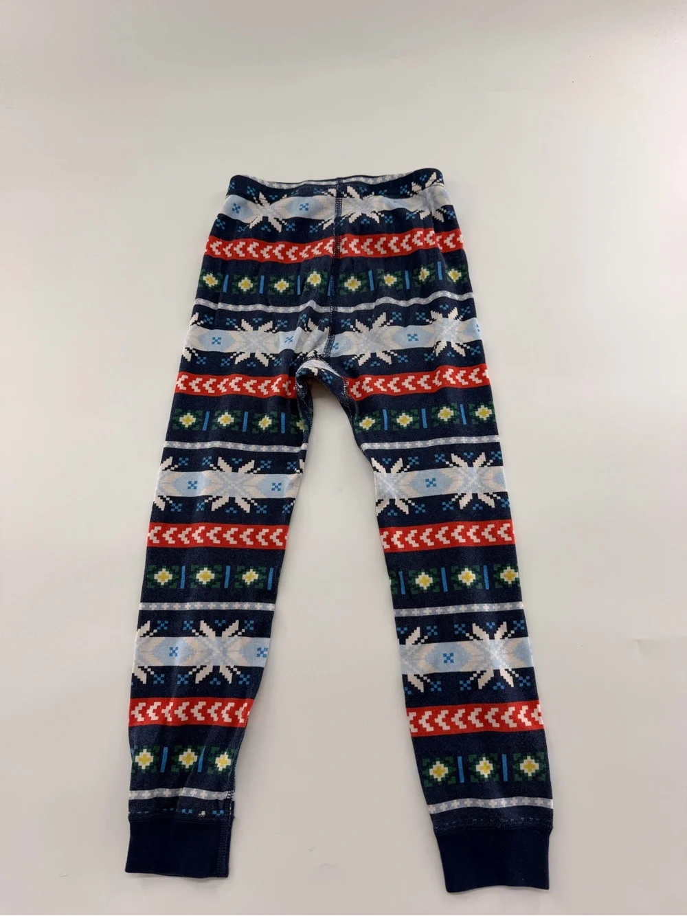 Hanna Andersson Long John Pajama Set Scandi Snowflake Fairisle Navy Blue Holiday